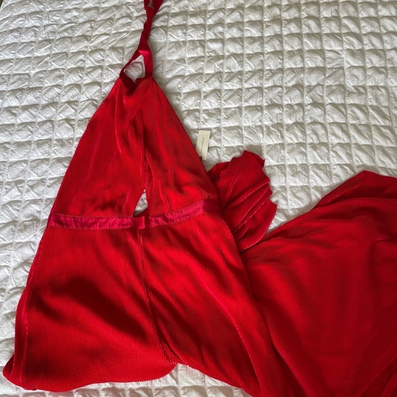 Anthropologie Red Plisse Halter Jumpsuit - Picture 5 of 16